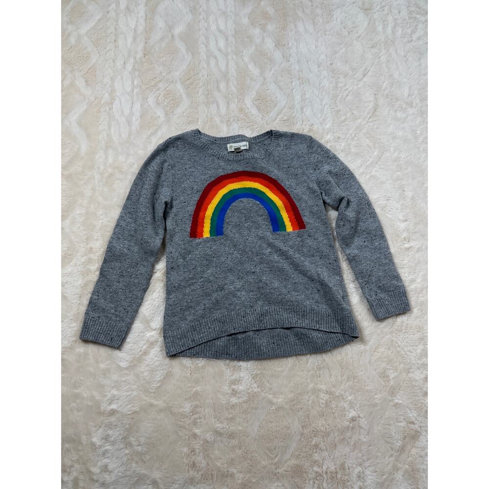 Tucker + Tate Girls Rainbow Sweater Size 5 Gray Knit EUC